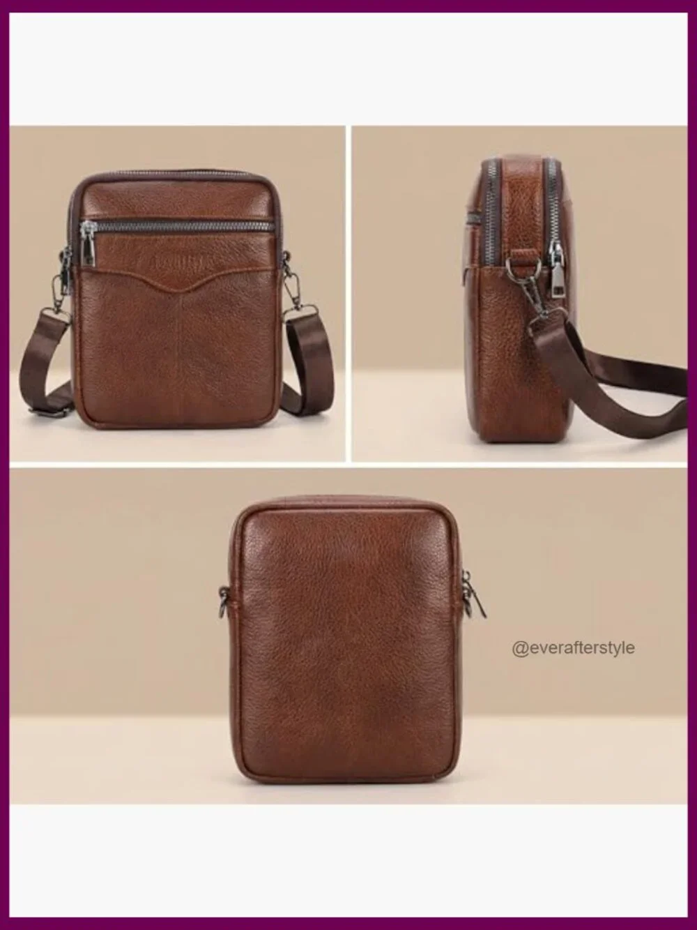 Vegan Leather Small Messenger Satchel Crossbody Bag for Work Travel
